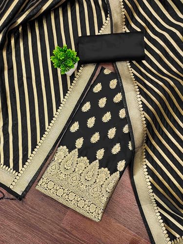 Image of DEVANGI Women's Banarasi Silk Unstitched Salwar Suit Dress Material With Dupatta