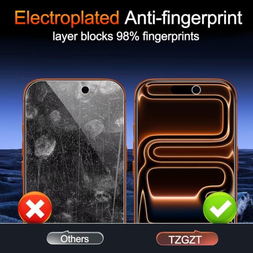 TZGZT Privacy Screen Protectors for iPhone 17 Pro Max, Tempered Glass, HD - image 8