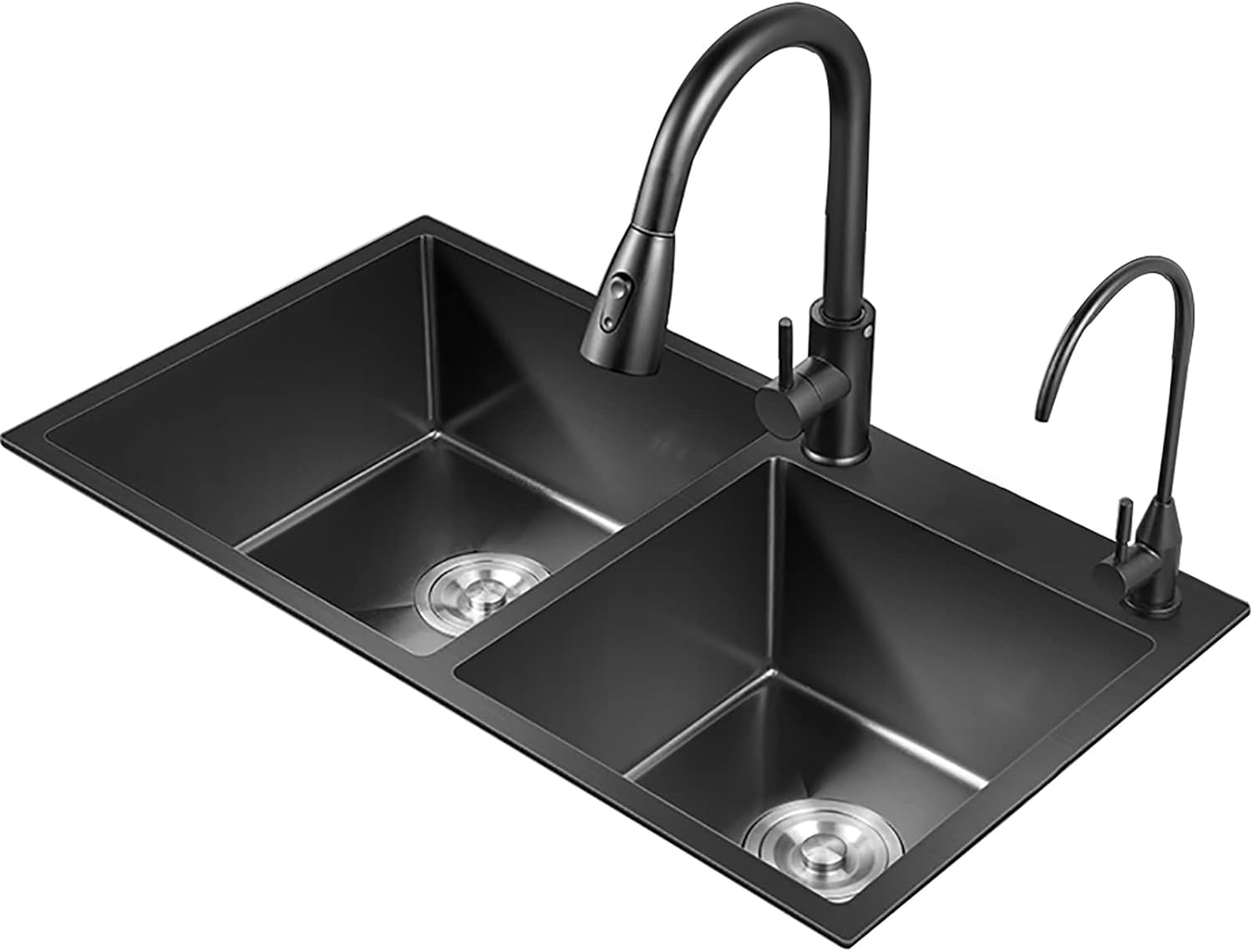 Big Kitchen Sink Black,Stainless Steel Double Bowl Kitchen