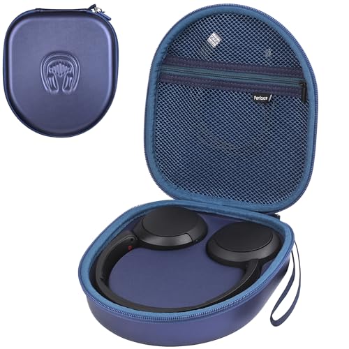 Perfcaze Headphone Case for Sony WH-CH520 Wireless Headphones, Hard EVA Over Ear Headphone Protective Case with Mesh Pocket Storage Cable Blue