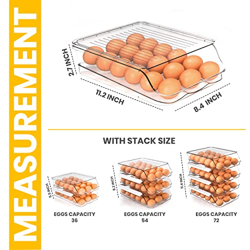 Utopia Kitchen Rolling Egg Container For Refrigerator With Lid - Pack Of 2 Stackable Plastic Egg Holder For Refrigerator - Terrazo Egg Tray For Refrigerator Or Fridge Organizer #TOP2