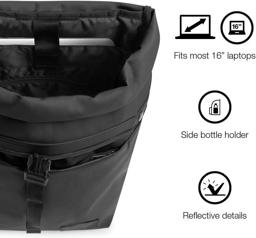 EASTPAK Up Roll – 23L Roll-Top Backpack with 16" Laptop Sleeve, Security Pocket, Bottle Holder & Water-Resistant Finish, Tarp Khaki - Image 6