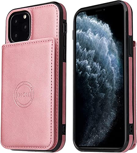Étui portefeuille iPhone 14 Pro Max rose gold en cuir PU avec béquille