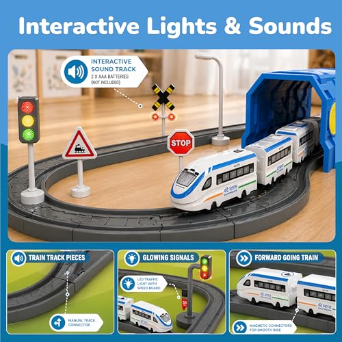 Image of Lifelong Indian City Trainset 91 PCS | Vande Bharat Electric Train Set with Lights & Sounds | USB Rechargeable DIY Toy Set with Magnetic Coaches & Electronic Track Gift for Kids 3-9 Yrs (LLCRCT06)