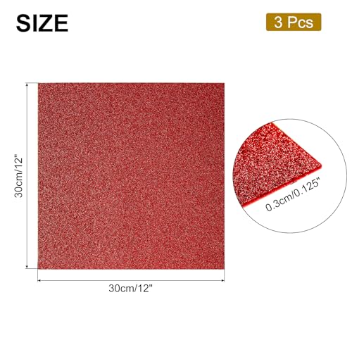 Image of MECCANIXITY 3Pcs Red Glitter Acrylic Sheets 1 /8 inch Thickness 12 inch x 12 inch Glossy PMMA Fluorescent Plastic Sheets Extruded Translucent Blanks for DIY Art Crafting Laser Cutting & Engraving
