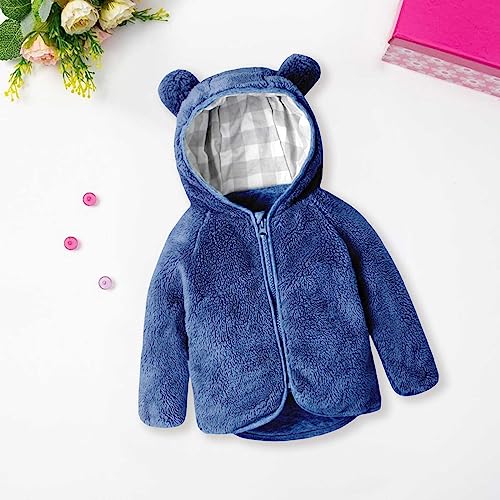 Children Fashion Tops Toddler Girl Boy Autumn Winter Long Sleeve Thick Solid Color Plush Zipper Hooded Coat 0 To2