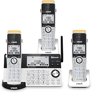 VTech IS8151-3 Super Long Range 3 Handset DECT 6.0 Cordless Phone for Home with Answering Machine, 2300 ft Range, Call Blocking, Bluetooth, Headset Jack, Power Backup, Intercom, Expandable to 12 HS