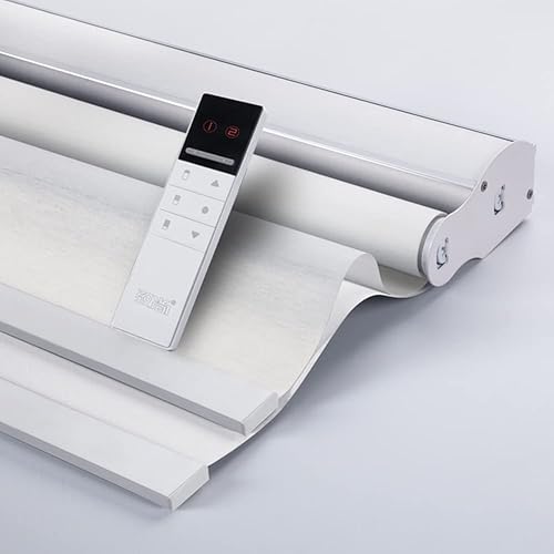 ZSHINE Day and Night Dual Layers Motorized Cordless Polyester Roller Blinds Shades Rechargeable Motor Suitable for Home, Office, Hotel, Club, Restaurant, Cinema Windows (Pure White)