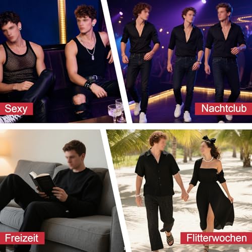 GENEMEN Glänzende Herren Overall Sexy Tights Jumpsuit Sissy Unterwäsche Sheer Leggings (Grau)