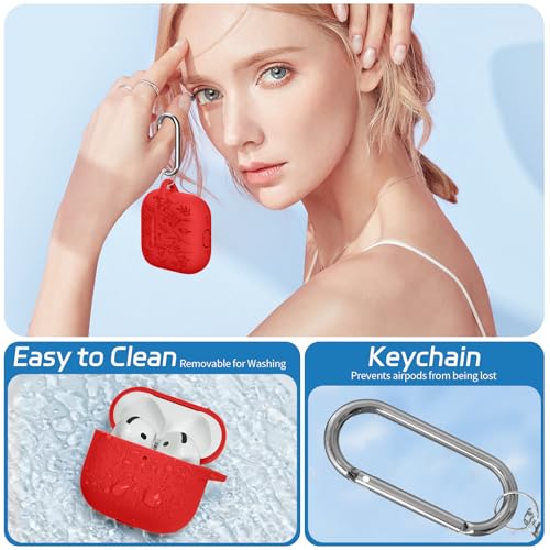 Image of for Airpods 4 Case, Ekoonpft Flower Engraved Cases for Apple AirPods 4th Generation 2024, Soft Silicone Cover for Women Girly with 3-in-1 Cleaner Kit, Keychain, Military Grade Protection