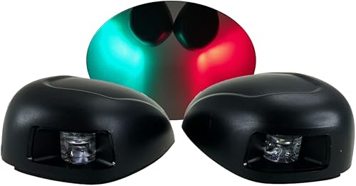 Pactrade Marine Navegación de montaje horizontal para barco, luz verde y roja, 2 NM, IP 66 65.6 ft, 112,5 grados cada uno DC12V2W carcasa de