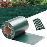 yakimz strisce di protezione in pvc per doppia asta, protezione privacy in pvc, per giardino, 70 m, con 60 clip, resistenti alle intemperie, opache, 450 m² colore: verde