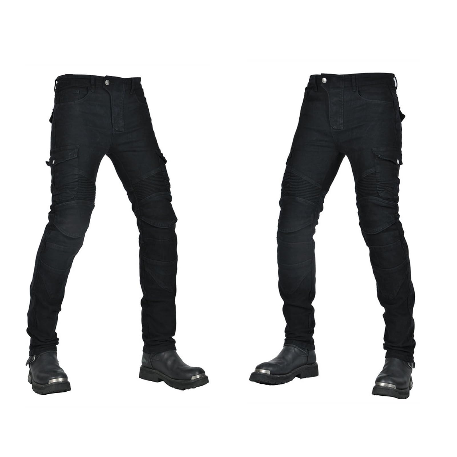 Pantalon de Moto Pantalon de Protection Homme Pantalon/Femme de Moto avec 2 Paires de Protections au Niveau des Hanches et des Genoux Coussinets Amovibles (Noir,XXL)