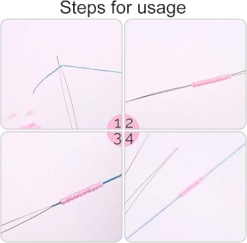 6 Pieces Big Eye Beading Needles, 2 Sizes Collapsible Bead Needle