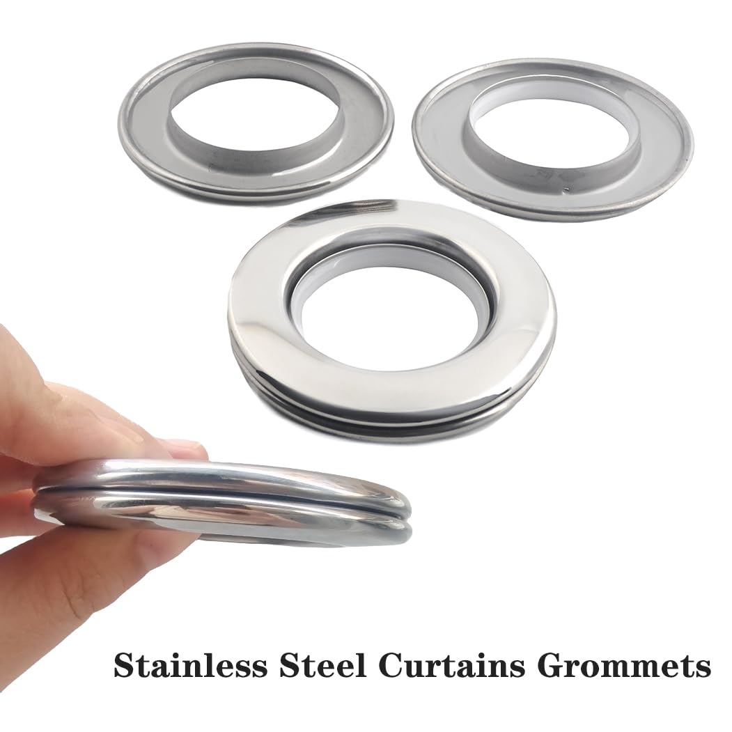 Ailejia Occhielli per tende in acciaio inox, rotondi, in metallo, diametro interno 4 cm, anelli per tende fai da te, in nanoscala, a basso rumore, 20 pezzi