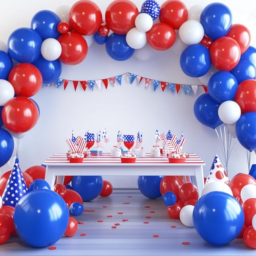 Image of RUBFAC Royal Blue Balloons 129pcs Different Sizes 18 12 10 5 Inch, Blue Balloon Arch Kit Garland for Graduation Birthday Party Baby Shower Baseball Nautical Retirement Bachelorette Party Decoration
