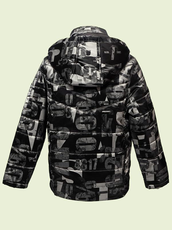 Image of Boys Solid Winter Wear Hooded Puffer Jacket For Kids