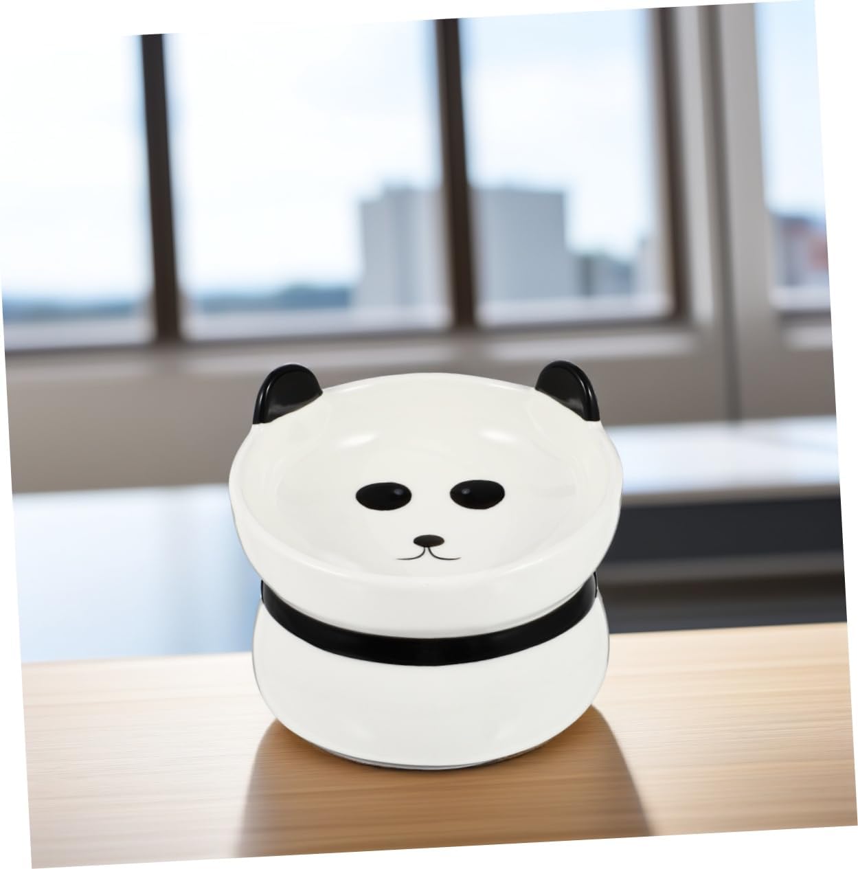 ERINGOGO Ceramic Cat Feeder Bowl Neck Protection Easy to Clean Design Spill Structure Elevated Pet Food and Water Dish for Cats and Dogs Whisker Fatigue Relief