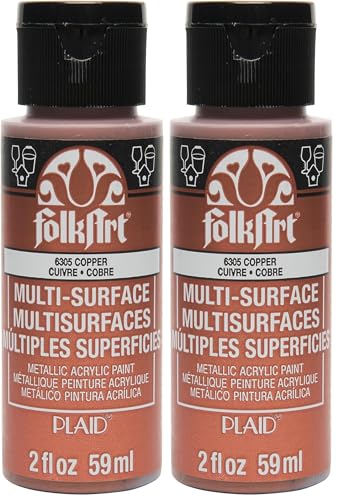 Image of FolkArt Multi-Surface Metallic Paint in Assorted Colors (2 oz), Metallic Copper (Pack of 2)