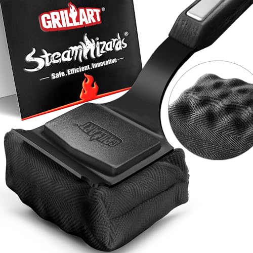 Image of GRILLART Grill Brush Bristle Free. SteamWizards BBQ Replaceable Cleaning Head, Seamless-Fit Scraper Tools for Cast Iron /Stainless-Steel Grates Griddle, Safe Barbecue Grill Cleaner Brush-Dark Black