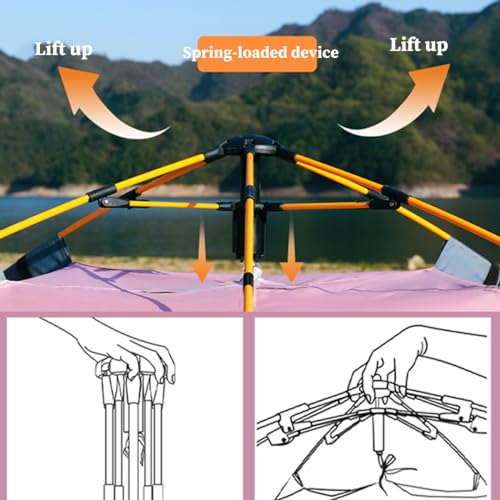 Carpa para camping GIZNXBA para 3-4 personas portátil verde miniatura 5