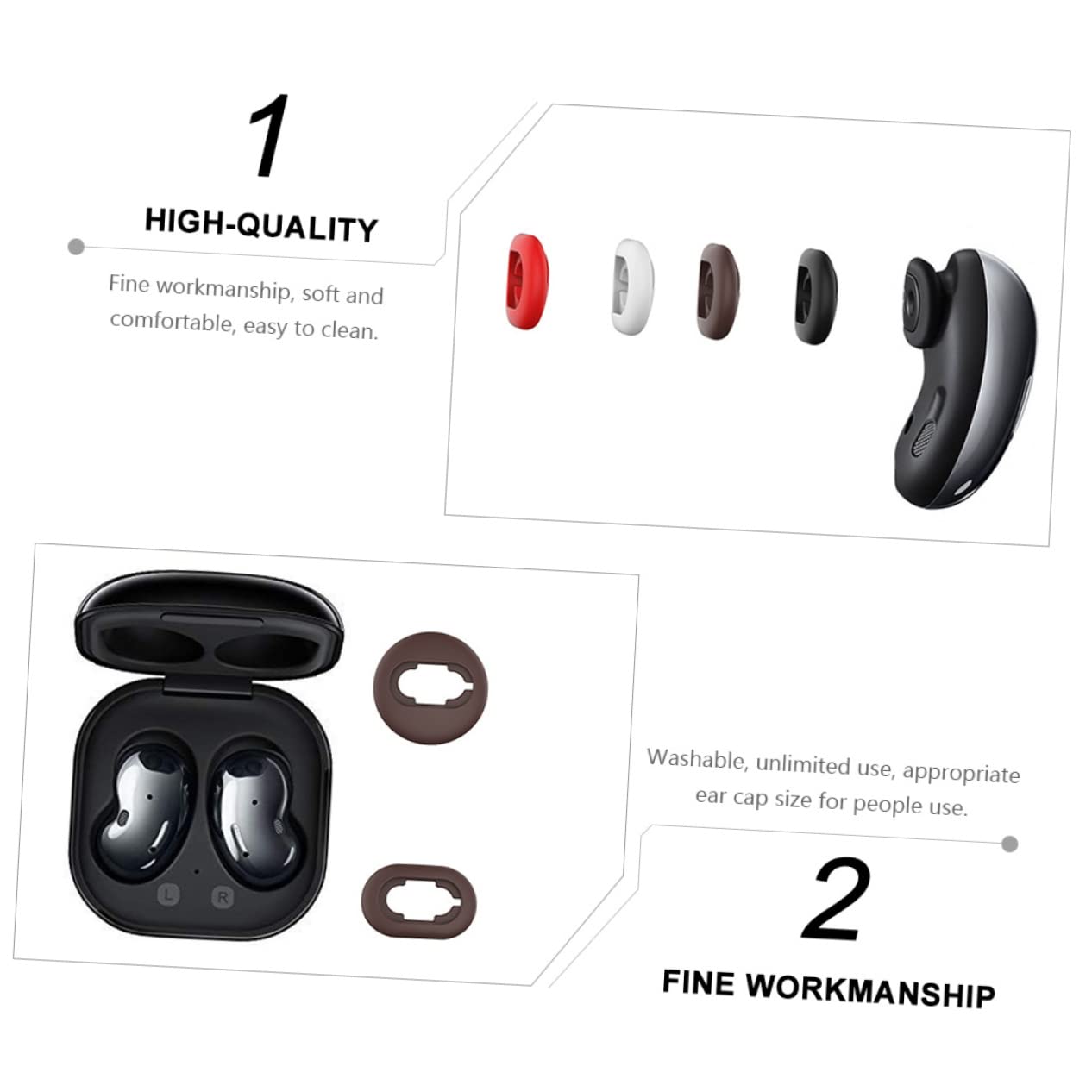Gatuida 16pares Tapones De Para Auriculares Inalámbricos Compatible Con Buds Live De Negros Rojos y Lavables Seguro Para