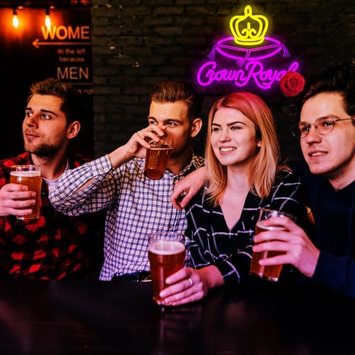 Image of Crown Neon Sign for Wall Decor Whisky Neon Light for Man Cave Bedroom Dimmable Led Business Signs Suitable for Bar Home Bar Store Bistro Party Club Restaurant Size13.7 * 11.4In(P132)