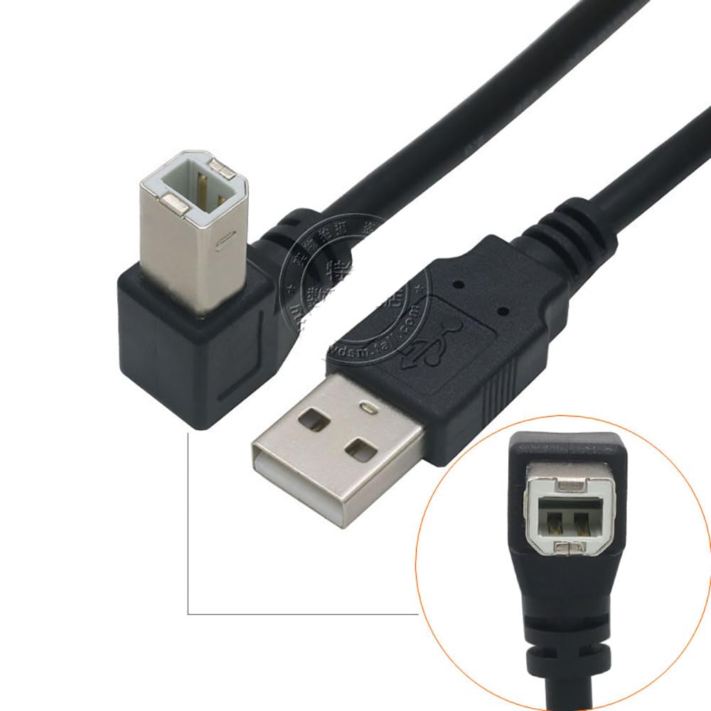USB 2.0 High Speed Drucker/Scanner, rechtwinkliges Kabel, USB-Druckerkabel, 90 Grad, USB 2.0 A-Stecker auf B-Stecker, Drucker, Scanner, USB-B-Kabel mit 480 Mbit/s (Abwärtswinkel, 149,9 cm)