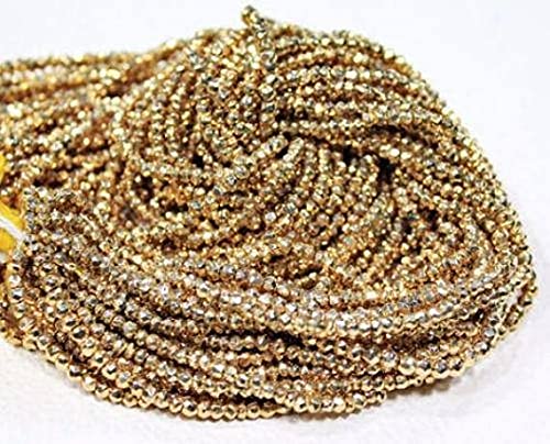 Perles pyrite dorée facettées de 3.5mm pour remplacer les perles métalliques qui s'oxydent