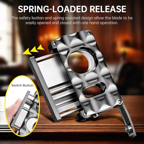 CIGARLOONG Cortador de charutos 4 em 1 de aço inoxidável - Guilhotina de lâmina dupla, cortador em V