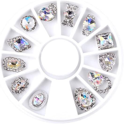 Nails Art Decoration Crystal Nail Rhinestones Irregular Beads DIY Wheel Tips 3D Nail Acrylic Diamond White Silver Shining Color - (Color: 3pcs)