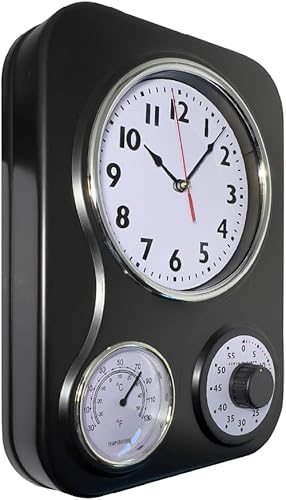 Miniatura 2 de Lily's Home Reloj de cocina retro con temperatura y temporizador (negro)