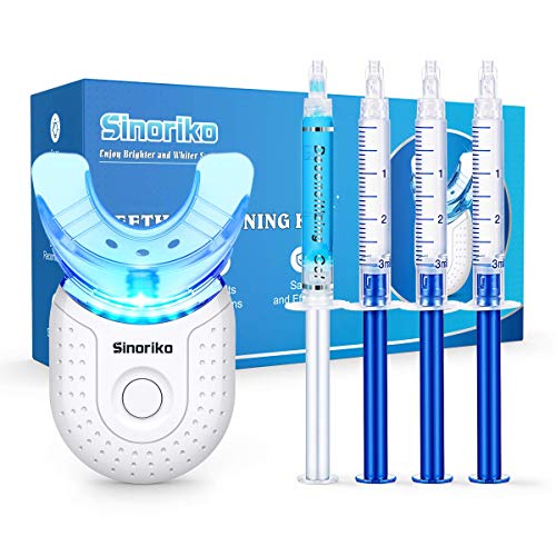 SINORIKO Teeth Whitening Kit with 6X LED Light, Fast-Result Teeth Whitener with Non-Sensitive Teeth Whitening Gel, 35% Carbamide Peroxide, Tray and Case, Safe Use for Home and Travel