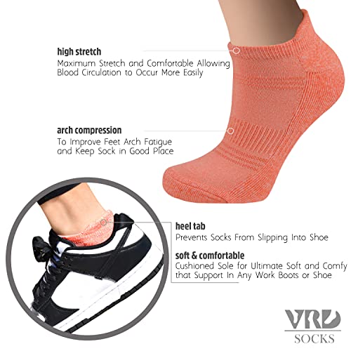 Image of VRD Womens Ankle Socks, Bamboo Rayon 6-Pairs Athletic Running Low Cut Socks With Tab