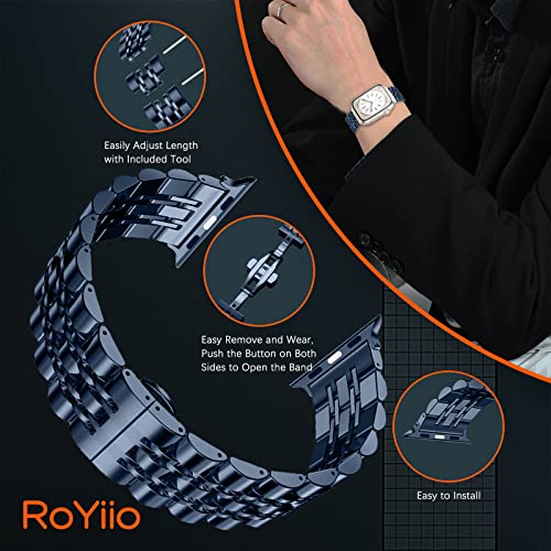 RoYiio Metal Strap for Apple Watch 38mm/40mm/41mm/Series 10 42mm/Series 11 42mm Strap Stainless Steel Replacement Bands for Apple Watch SE 3/2/1 - Image 3