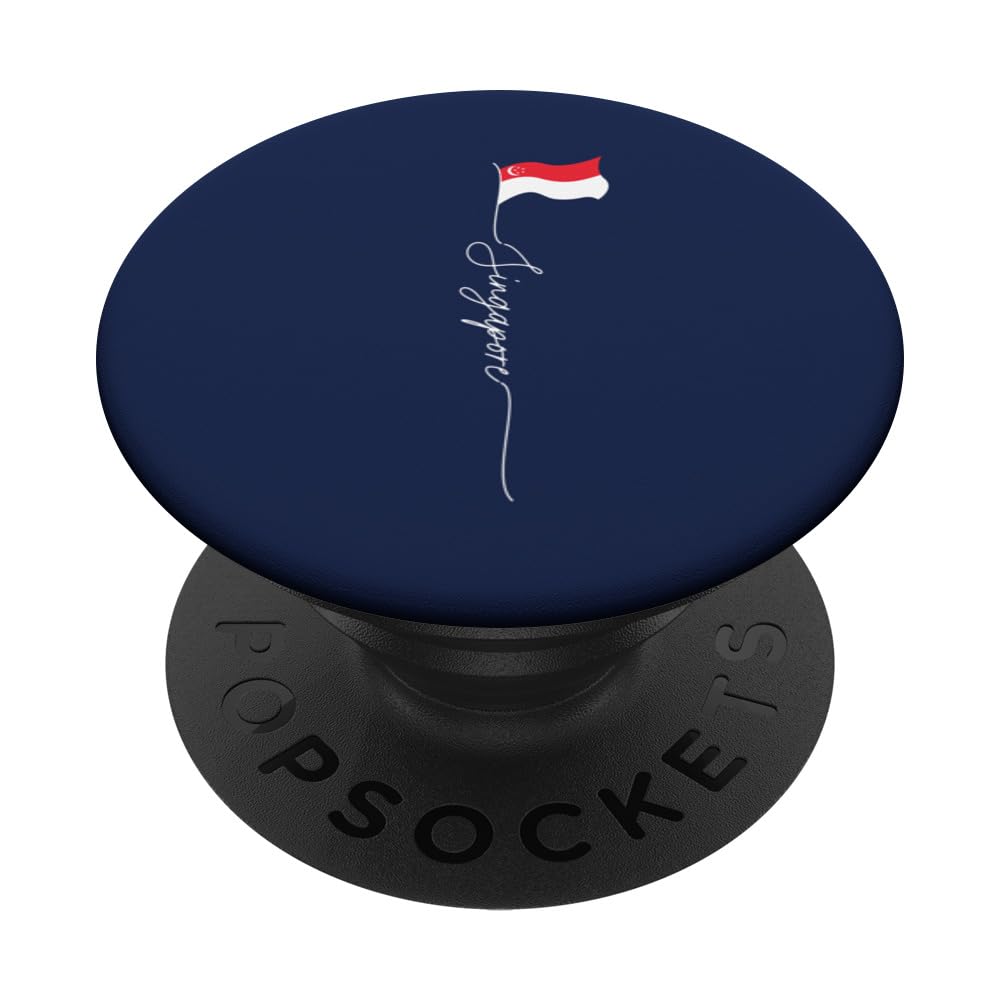Singapore flag, Singaporean flag, Singaporean patriotic flag PopSockets Swappable PopGrip, Black