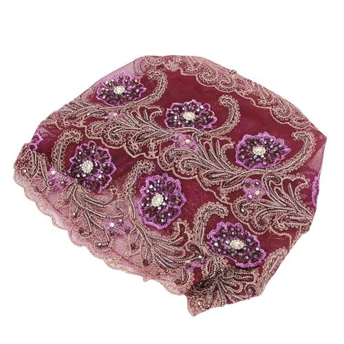 Smandy Bonnet en Dentelle pour Femmes, Foulard, Bandeau Doux en Dentelle Florale élégante pour Sorties Décontractées, Décoration d'événements élégants Nan (violet clair)