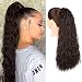 SEIKEA Clip in Ponytail Extension Long Straight Kinky Thick Curly Hair Fluffy Pony Tail Wrap Around 24 Inch - Dark Brown