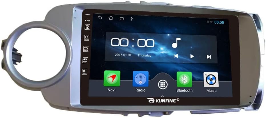 Kunfine Car Android Navigation Stereo GPS Radio Reverse Camera Display 9" IPS Touchscreen Headunit Tablet Pad Media Player for Toyota Yaris 2012-2017, if Applicable Quad Core 1G+16G