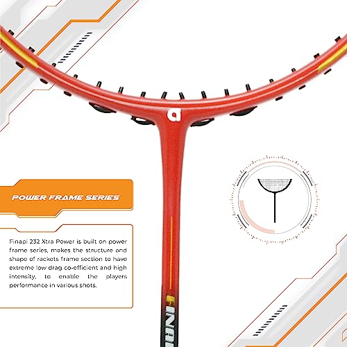 Image of Apacs Finapi 232 Xtra Power (40LBS, 100% Top Grade UHM Japanese Graphite) Extra Strong Professional Unstrung Badminton Racket with Free Full Cover (Black red)