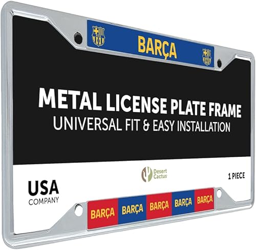 Desert Cactus FC Barcelona Barça - Accesorios de coche, marco metálico para placa de matrícula y soporte para la parte delantera o trasera del coche