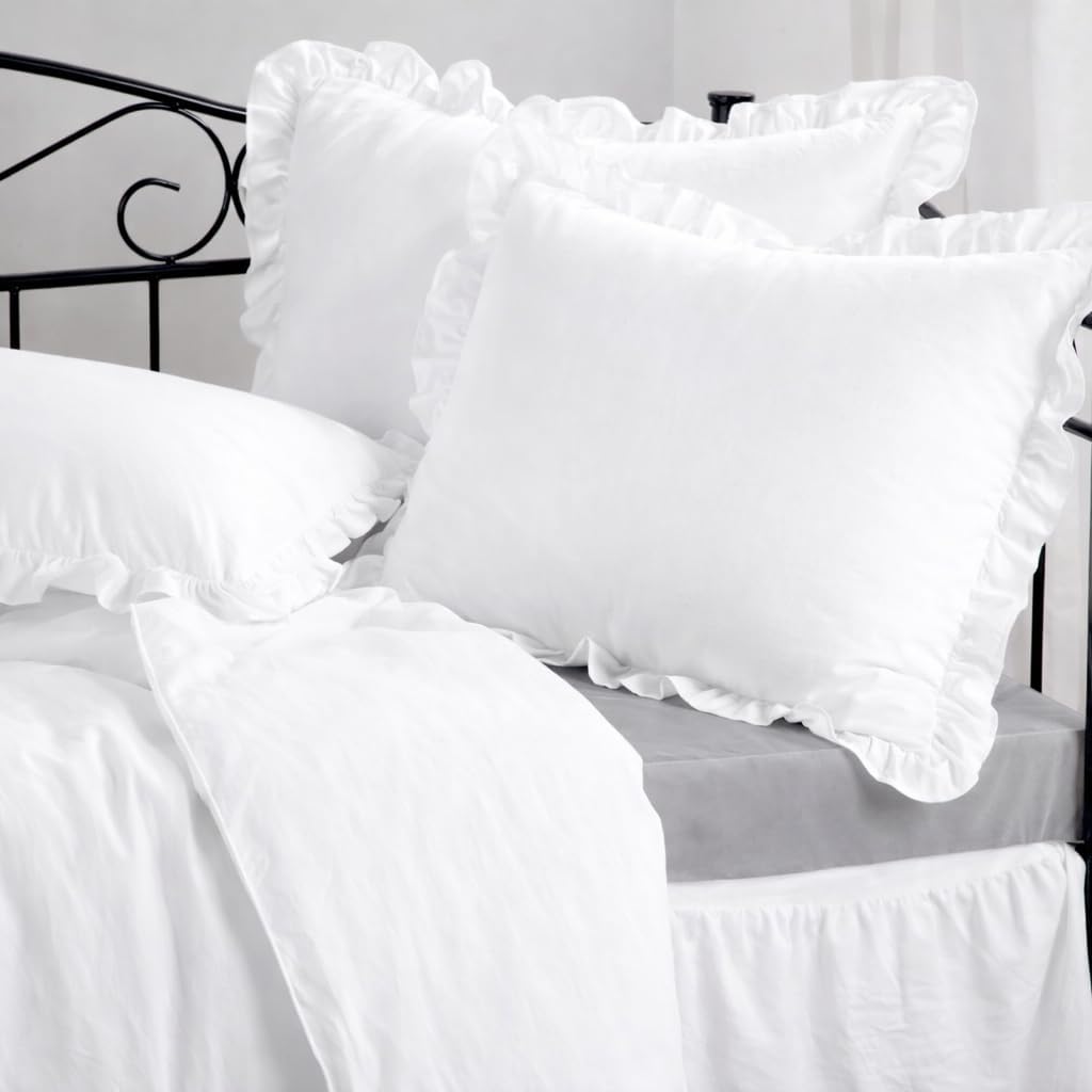 Cottington Lane Ruffle Twin Daybed Cover Sets, Microfiber 6 Piece Bedding Set, Ruffled Daybed Comforter with Bed Skirt & Pillow Shams for All-Season Cozy Comfort, Durable, White