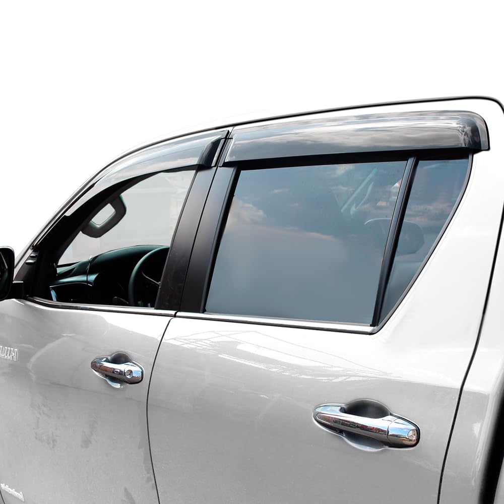 4 deflectores de Viento para Puertas Laterales y Lluvia para Toyota Hilux 2015-2024 Revo Rocco AN120 AN130 Doble Cabina Parasol Protector contra la Intemperie