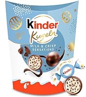 kinder Kugeln Milk & Crispy Bits Sensations – Ostergeschenke, Schokolade für die Ostereier-Suche – Vollmilch-Kugeln mit Milchfüllung & Kakaocrisps – Süßigkeiten zu Ostern – Fürs Osternest, 90g
