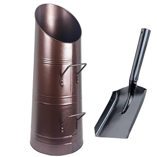 OptiProducts® Heavy Duty Anthracite 23 Coal Hod, Bucket Coal Scuttle Bronze for Fireplace Fire Side with Free Black Ash Shovel