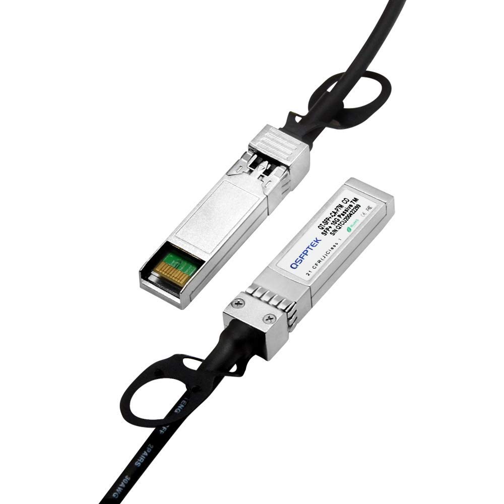 QSFPTEK Kabel DAC 10 Gb/s SFP+ 7 metrów (7 m), 10GBASE-CU pasywny bezpośredni kabel miedziany Twinax SFP+ do Cisco SFP-H10GB-CU7M, Ubiquiti, D-Link, Supermicro, Netgear, Mikrotik