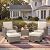 MELLCOM 5 Piece Outdoor Chairs Set- Patio Furniture Set withSide Table and 2 Ottoman, Swivel Glider Chair Set for Balcony, Porch