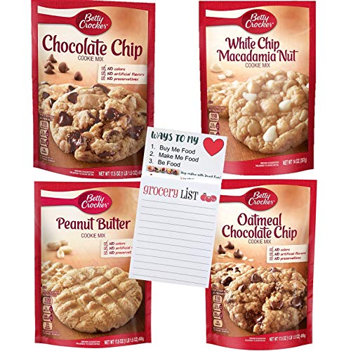 Betty Crocker Cookie Mix Variety 4 Pack | Chocolate Chip | Peanut Butter | White Chip Macadamia | Oatmeal Chocolate Chip | Snack Fun Shopping Pad