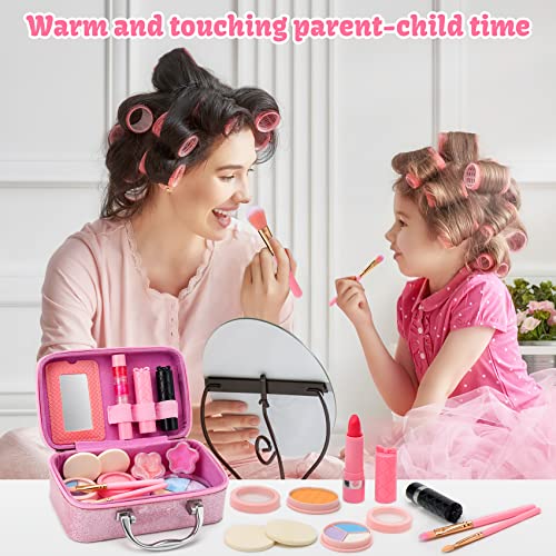 Bloranda 80Pcs Kids Makeup Kit For Girl - Real Non Toxic Kids Makeup Kit | Safe & Non-Toxic Kids Makeup Set, Pink Kids Makeup Birthday Christmas Toys Gift #TOP7