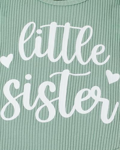 FAMIHAO Big Sister Little Sister Matching Outfits Baby Girl Romper Tops with Floral Shorts Summer Clothes Set,3-6M Green — view 5